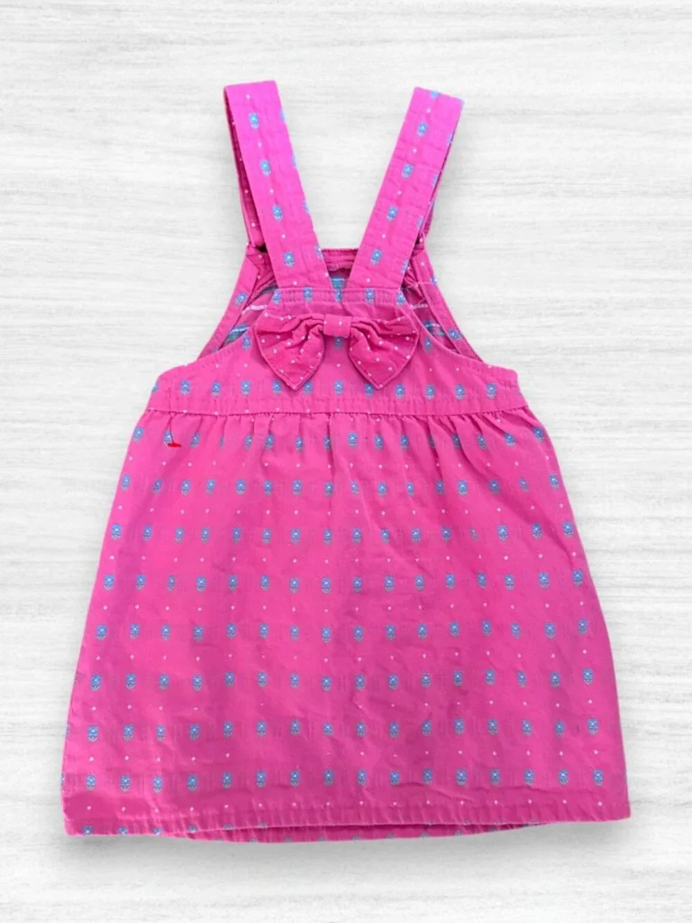 Vintage OshKosh Vestpak 90s Pink Floral Overall Jumper Dress Girls 4 USA Bow